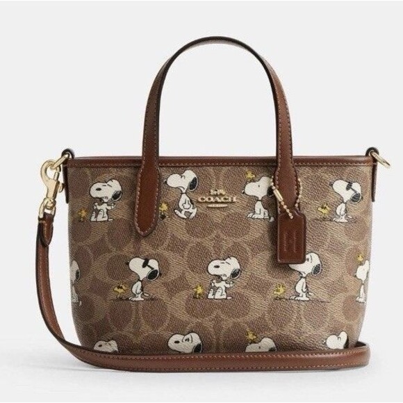Coach X Peanuts City Mini Tote Bag In Signature Canvas With Snoopy Print CBS83 - Picture 1 of 5